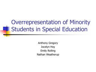 Overrepresentation of Minority Students in Special Education