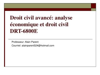 Droit civil avancé: analyse économique et droit civil DRT-6800E