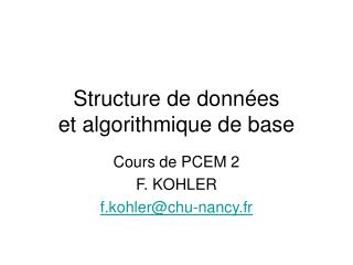 Structure de données et algorithmique de base