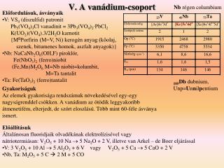 V. A vanádium-csoport