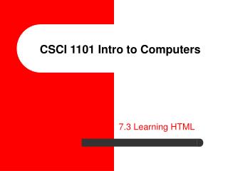 CSCI 1101 Intro to Computers