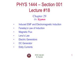 PHYS 1444 – Section 001 Lecture #18
