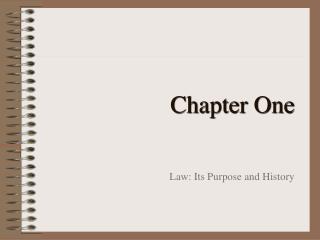 Chapter One