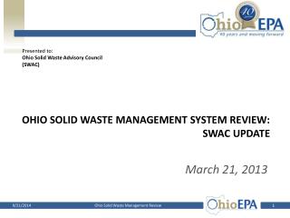 Ohio Solid waste management system review: SWAC Update