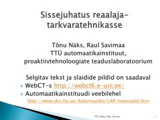 Sissejuhatus reaalaja-tarkvaratehnikasse