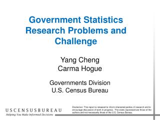 Government Statistics Research Problems and Challenge