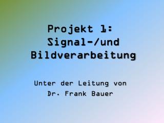 Projekt 1: Signal-/und Bildverarbeitung Unter der Leitung von Dr. Frank Bauer