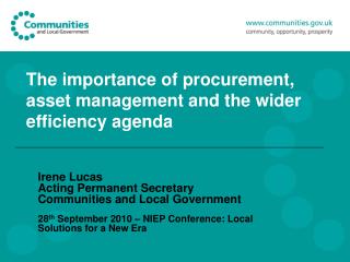 The importance of procurement, asset management and the wider efficiency agenda