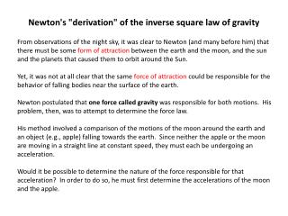 Newton's &quot;derivation&quot; of the inverse square law of gravity