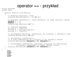 operator == - przykład