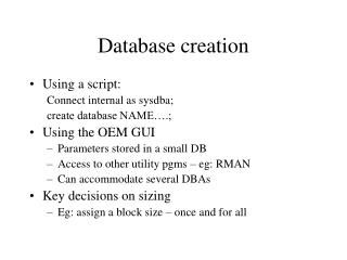 Database creation