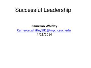 Successful Leadership