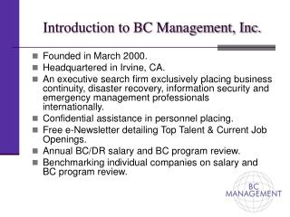 Introduction to BC Management, Inc.
