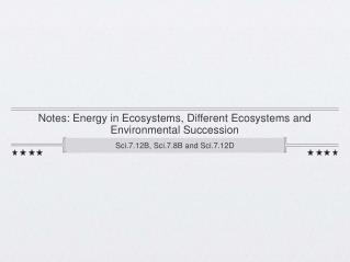 Notes: Energy in Ecosystems, Different Ecosystems and Environmental Succession