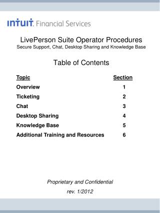 Topic Section Overview 				1 Ticketing				2 Chat					3 Desktop Sharing				4 Knowledge Base			5