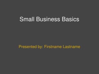 Small Business Basics