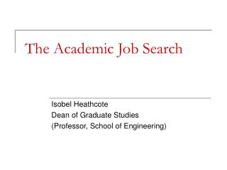 The Academic Job Search