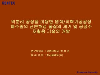막분리 공정을 이용한 염색 / 피혁가공공정 폐수중의 난분해성 물질의 제거 및 공정수 재활용 기술의 개발
