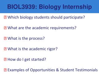 BIOL3939: Biology Internship