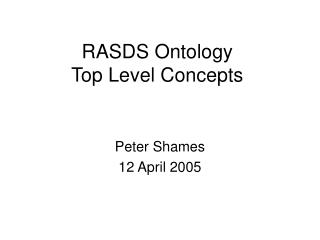 RASDS Ontology Top Level Concepts