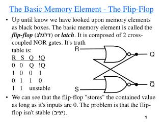 The Basic Memory Element - The Flip-Flop