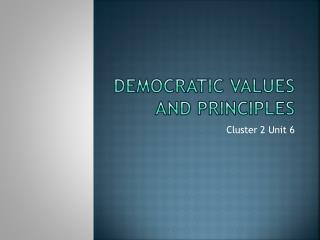 Democratic Values and Principles
