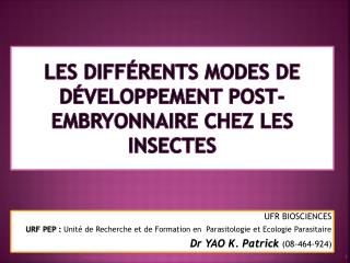Les différents modes de développement post-embryonnaire chez les insectes