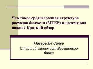 Что такое среднесрочная структура расходов бюджета ( MTEF) и почему она важна ? Краткий обзор