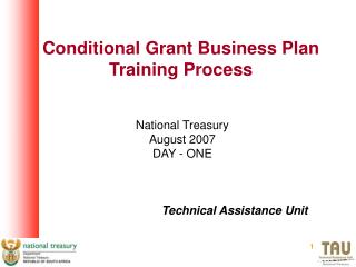 Conditional Grant Business Plan Training Process