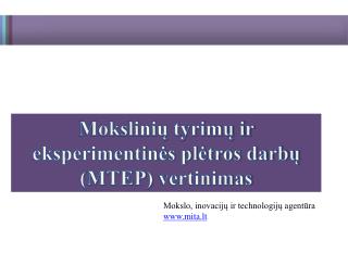 Mokslinių tyrimų ir eksperimentinės plėtros darbų (MTEP) vertinimas