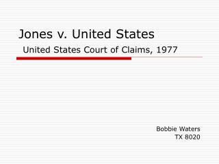 Jones v. United States United States Court of Claims, 1977