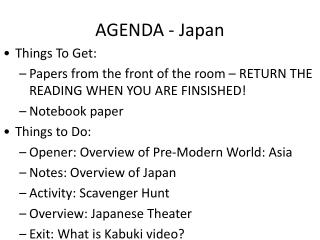 AGENDA - Japan