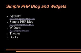 Simple PHP Blog and Widgets