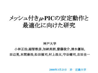 メッシュ付き m -PIC の安定動作と 最適化に向けた研究