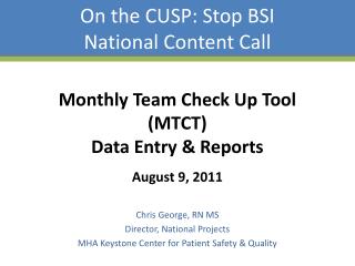 On the CUSP: Stop BSI National Content Call