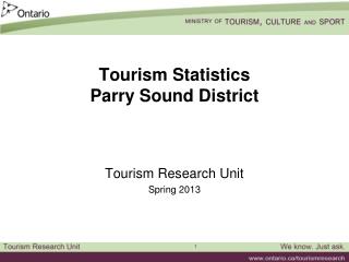 Tourism Statistics Parry Sound District