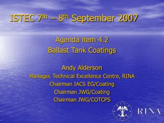 ISTEC 7 th – 8 th September 2007