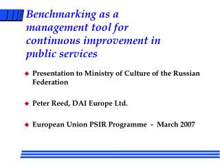 Benchmarking as a management tool for continuous improvement in public services