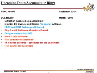 Upcoming Dates Accumulator Ring: