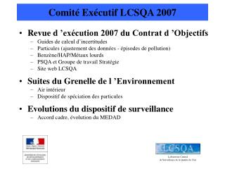Comité Exécutif LCSQA 2007