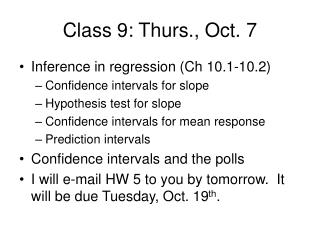 Class 9: Thurs., Oct. 7