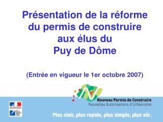 Présentation de la réforme du permis de construire aux élus du Puy de Dôme