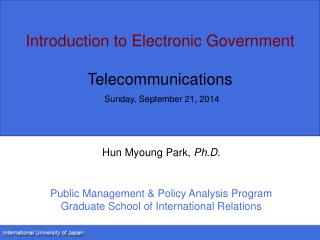 Introduction to Electronic Government Telec ommunications Sunday, September 21, 2014