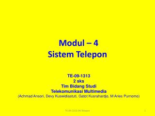 Modul – 4 Sistem Telepon