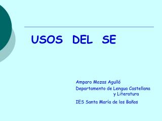 USOS DEL SE 				 Amparo Mozas Agulló