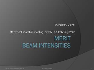 MERIT beam intensities