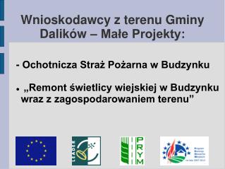 Wnioskodawcy z terenu Gminy Dalików – Małe Projekty: