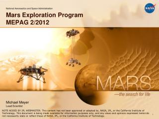 Mars Exploration Program MEPAG 2/2012