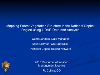 Mapping Forest Vegetation Structure in the National Capital Region using LiDAR Data and Analysis