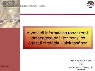 A vezetői információs rendszerek támogatása az intézményi és ágazati stratégia kialakításához